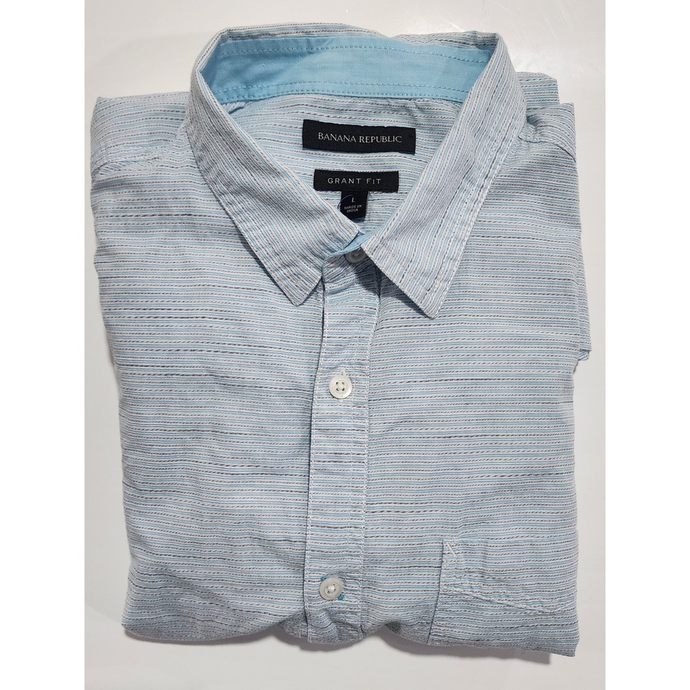 Banana Republic Men's Green Grant Fit Long Sleeve Button Up Shirt Size Large